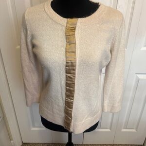 Ann Taylor Cream Cardigan with Gold Detail